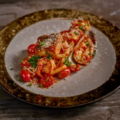 Spaghetti Seafood In Tomato Sauce